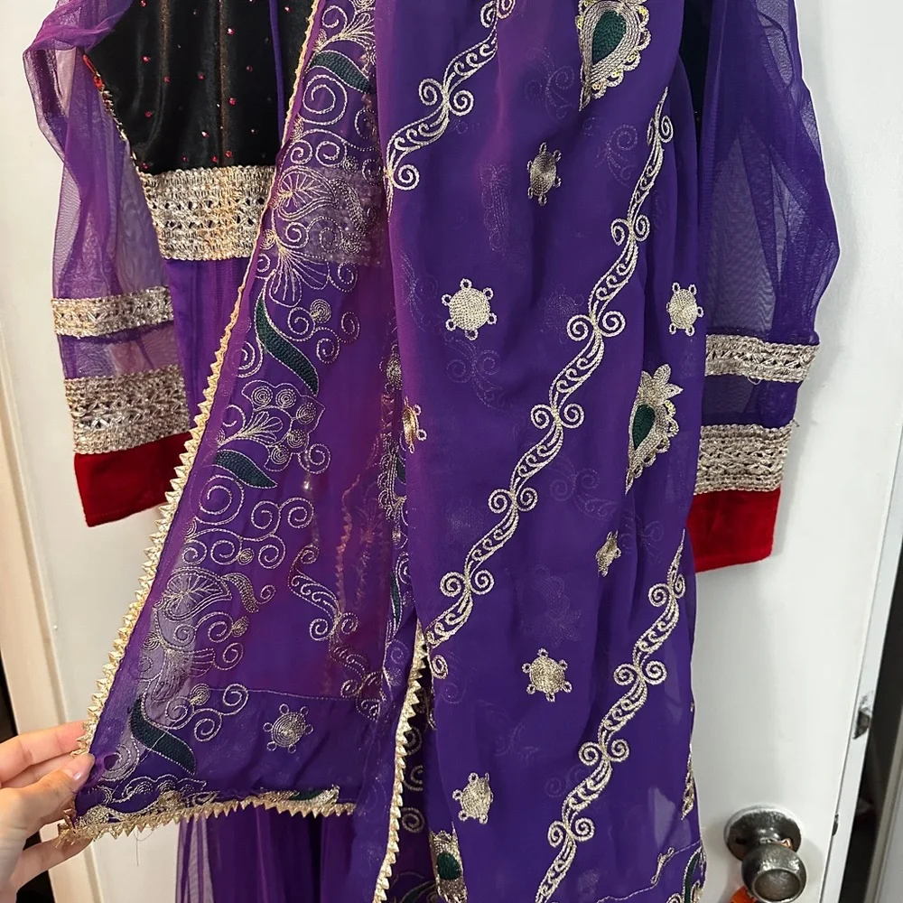 Ethnic Indian Wear Purple and Red Maxi Dress - Picture 13 of 15